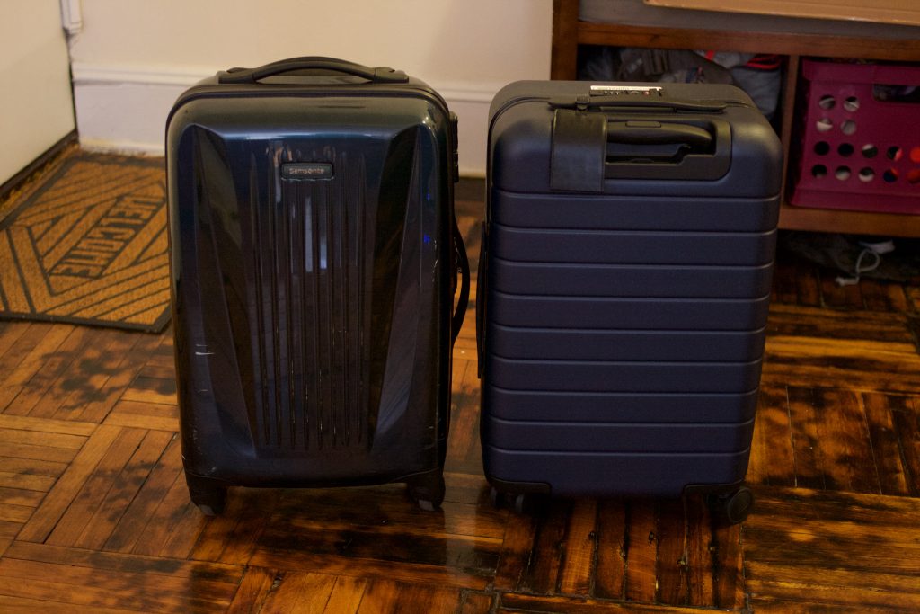 Sizing up the competition: my old Samsonite and new Away side by side